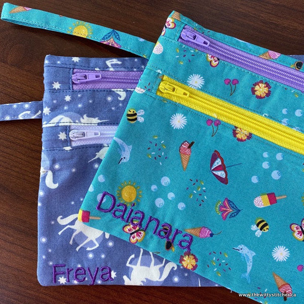 LAST CALL! Zippered Fabric Pouch - GLOW-IN-THE-DARK UNICORNS - Only 4 LEFT!