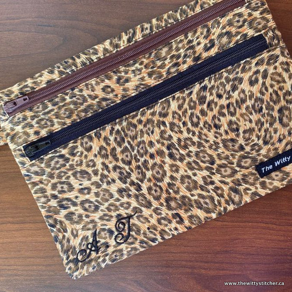 Zippered Fabric Pouch - LEOPARD PRINT