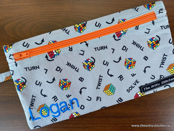 LAST CALL! Zippered Fabric Pouch - RUBIX CUBE - Only 3 Double Zips LEFT!