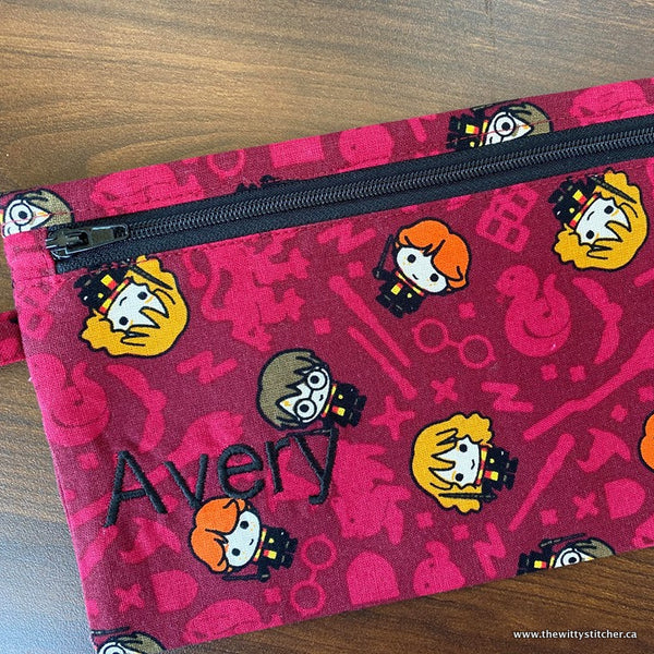 LAST CALL! Zippered Fabric Pouch - RED HP LITTLE MEN - ONLY 1 Double Zip LEFT!
