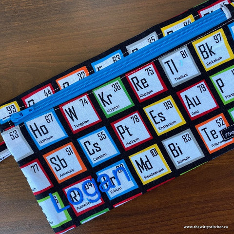 LAST CALL! Zippered Fabric Pouch - PERIODIC TABLE - Only 1 Double Zip Left!
