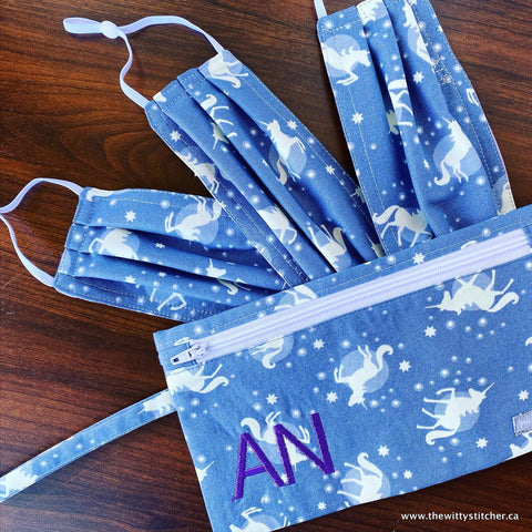 LAST CALL! Zippered Fabric Pouch - GLOW-IN-THE-DARK UNICORNS - Only 4 LEFT!
