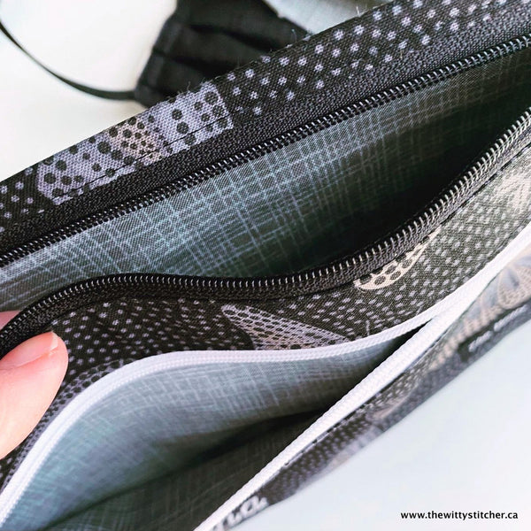 LAST CALL! Zippered Fabric Pouch - BLACK BUTTERFLIES - ONLY 3 Single Zips LEFT!