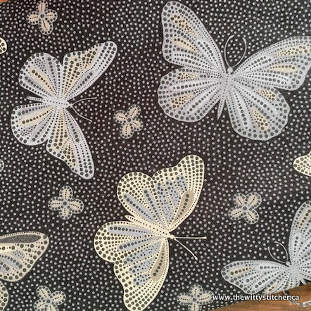 LAST CALL! Zippered Fabric Pouch - BLACK BUTTERFLIES - ONLY 3 Single Zips LEFT!
