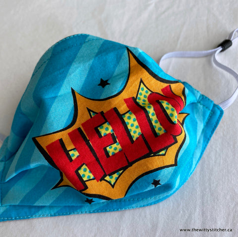 Fun Critters Face Mask - BLUE HELLO! Kids' Size SMALL