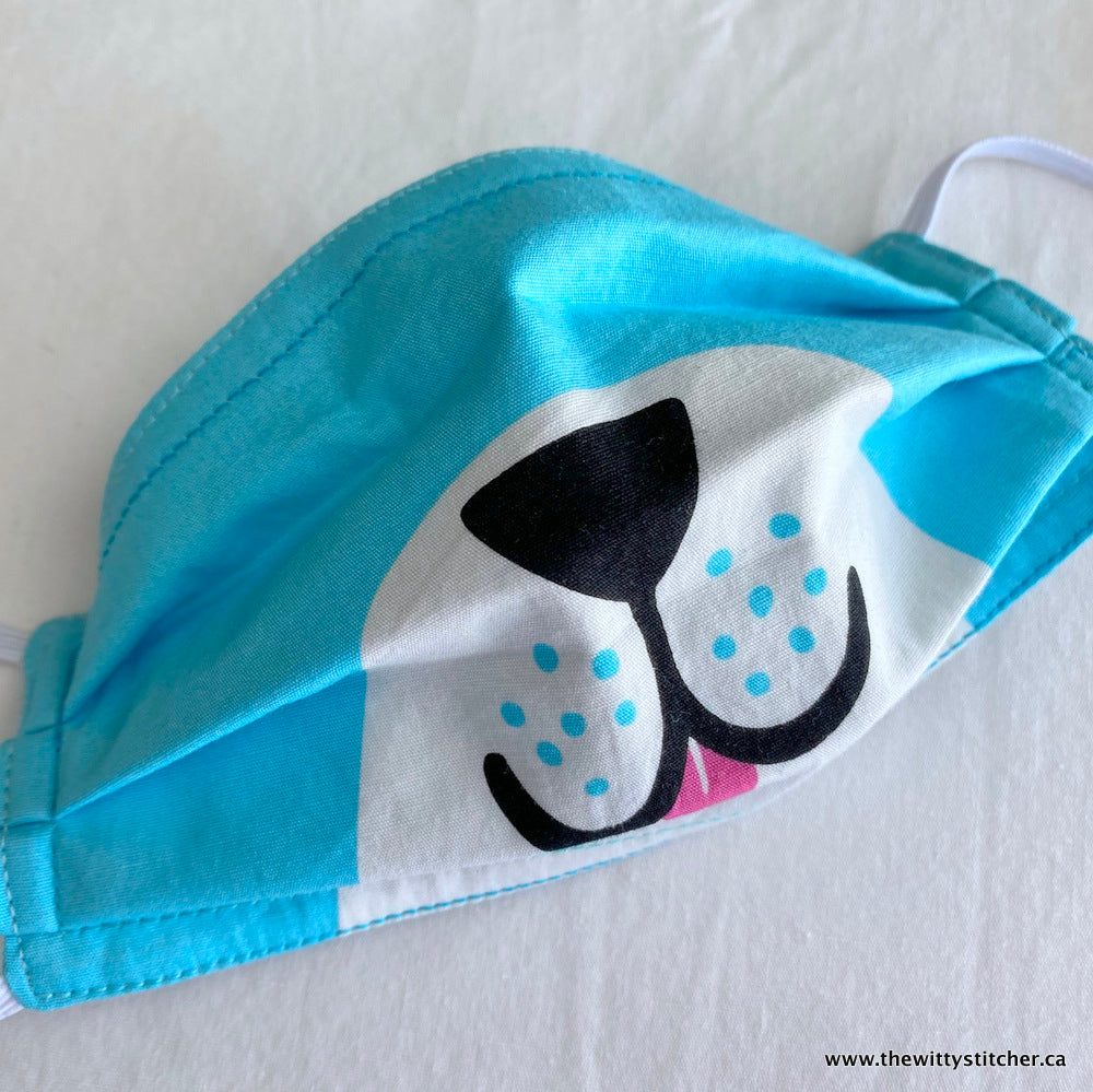 Fun Critters Face Mask - BLUE PUPPY Kids' Size SMALL