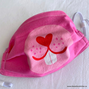 Fun Critters Face Mask - PINK BEAVER Kids' Size SMALL