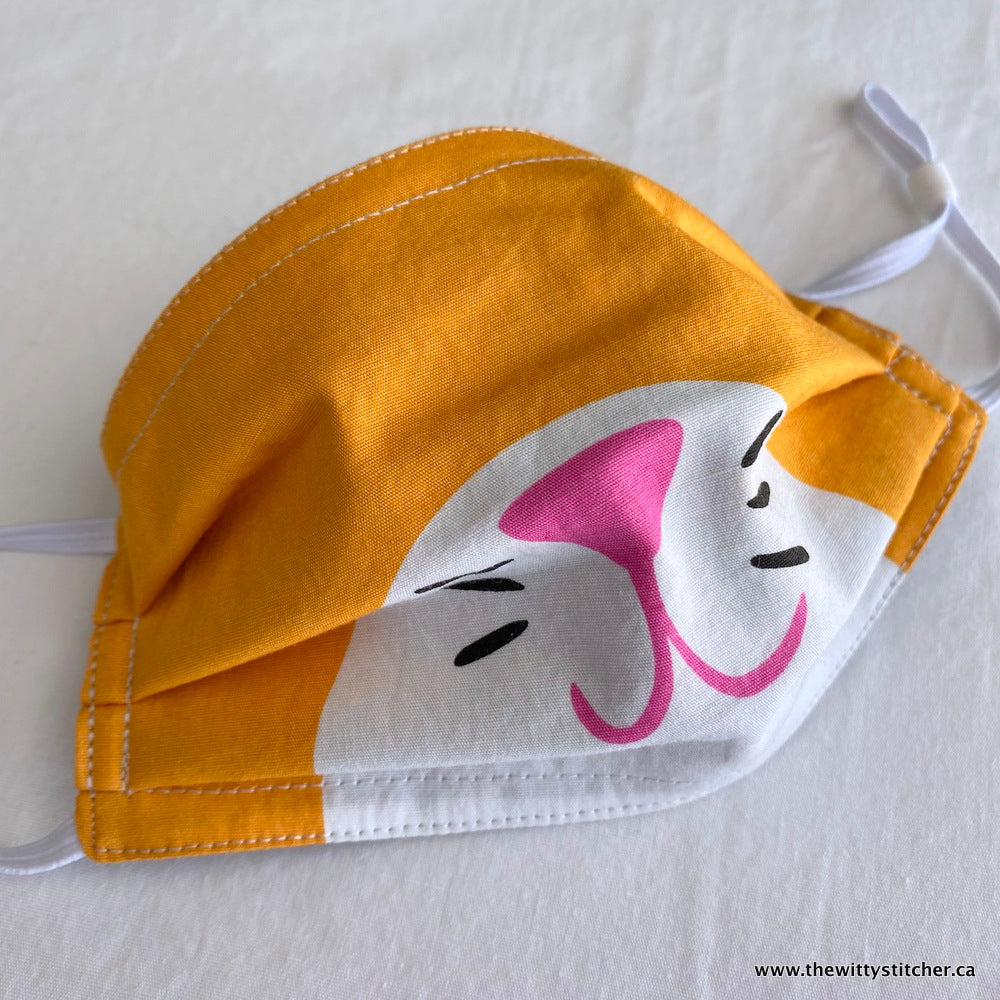 Fun Critters Face Mask - ORANGE KITTY Kids' Size SMALL