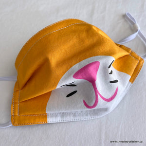 Fun Critters Face Mask - ORANGE KITTY Kids' Size SMALL
