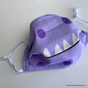 Fun Critters Face Mask - PURPLE MONSTER Kids' Size SMALL