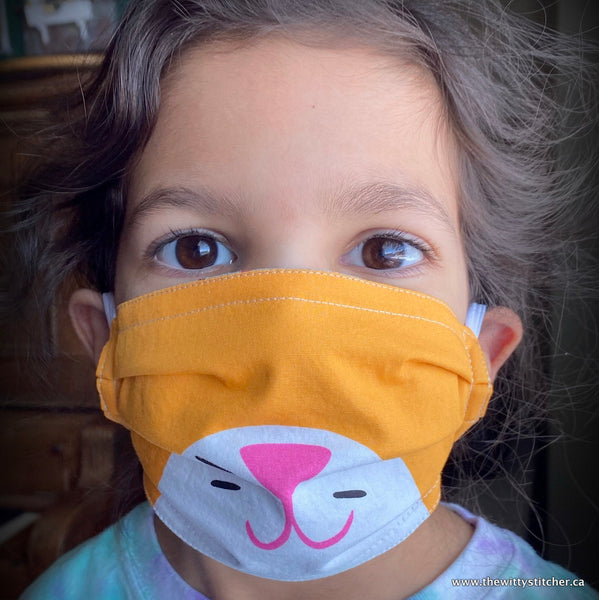 Fun Critters Face Mask - ORANGE KITTY Kids' Size SMALL