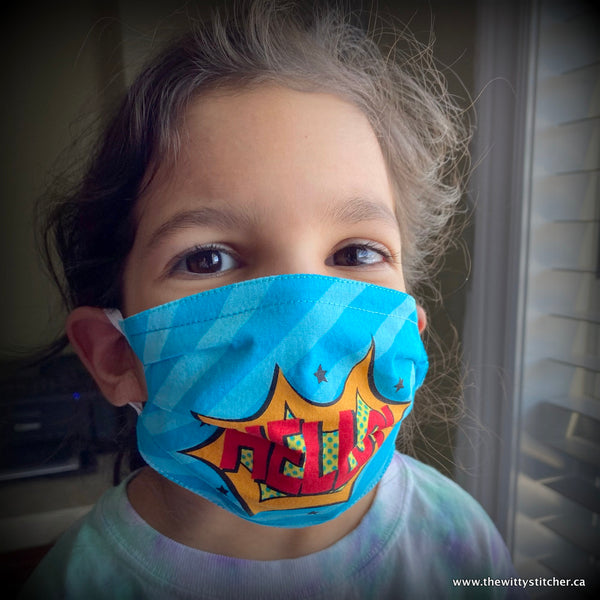 Fun Critters Face Mask - BLUE HELLO! Kids' Size SMALL