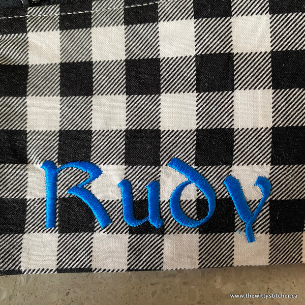 Zippered Fabric Pouch - BLACK & WHITE CHECK