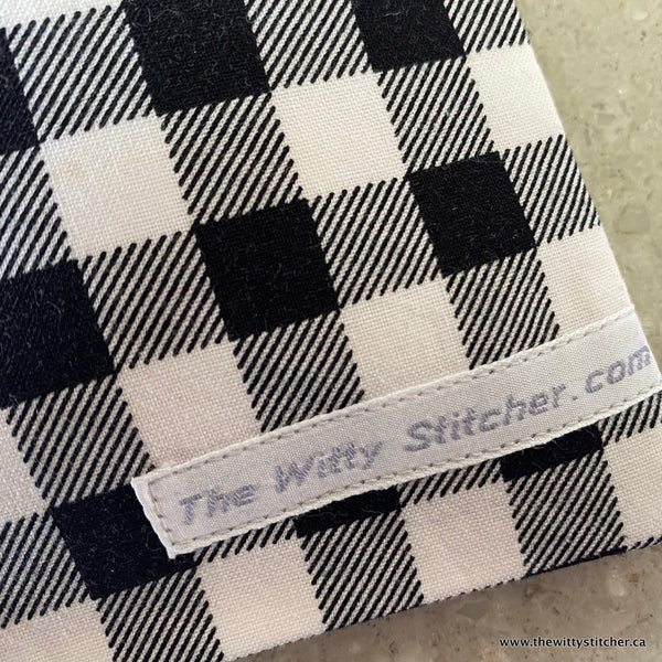 Zippered Fabric Pouch - BLACK & WHITE CHECK