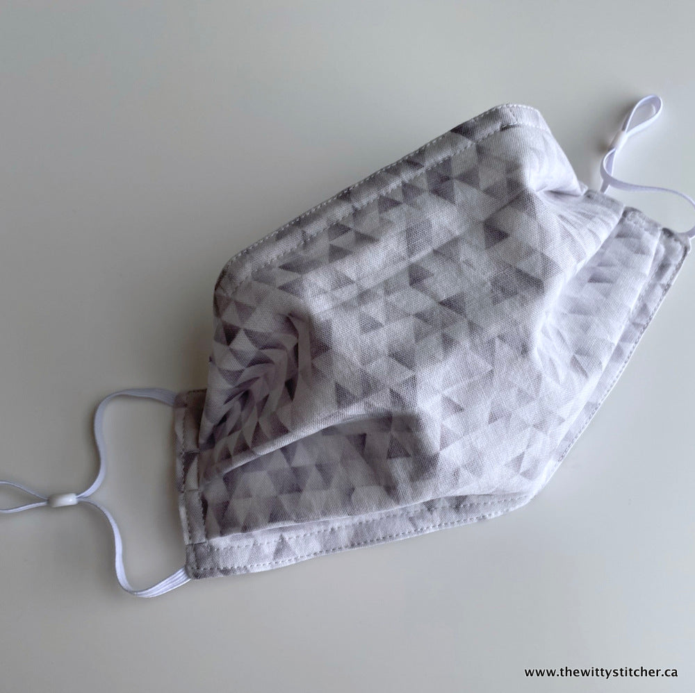 LAST CALL!  Cotton Face Mask - GREY TRIANGLES - Only 2 Left!