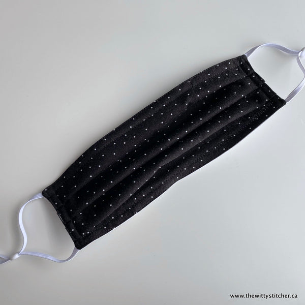 Cotton Face Mask - WHITE POLKA DOTS