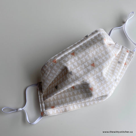 Cloth Face Mask - CREAM TAUPE TRIANGLES