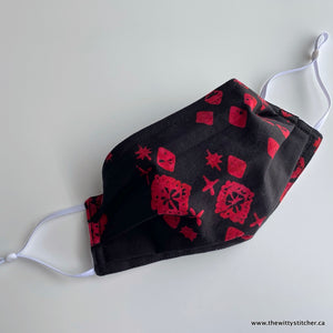 LAST CALL! BATIK Face Mask - RED DIAMONDS - Only 2 Left!