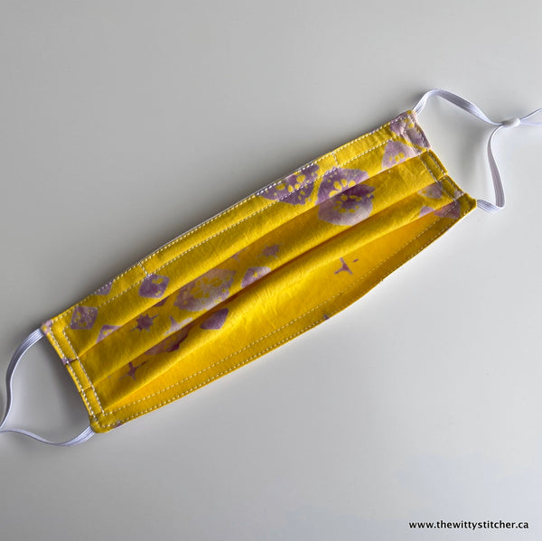 BATIK Cloth Face Mask - CANARY & LAVENDER DIAMONDS