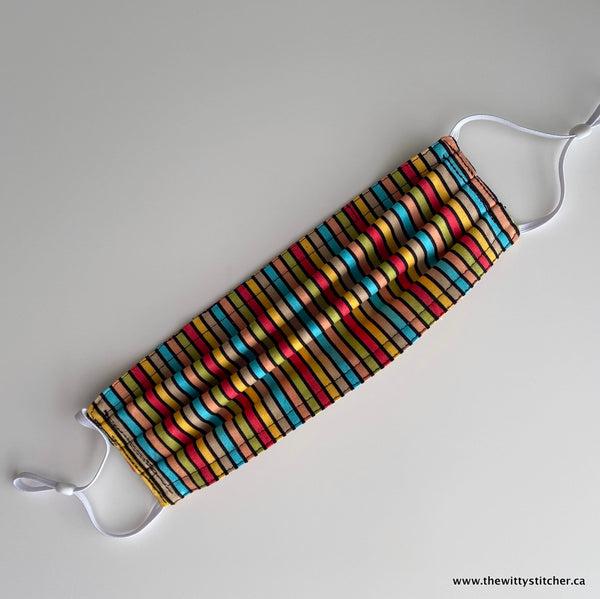 NOVELTY Cloth Face Mask - BEADS & STRIPES - Reversible!