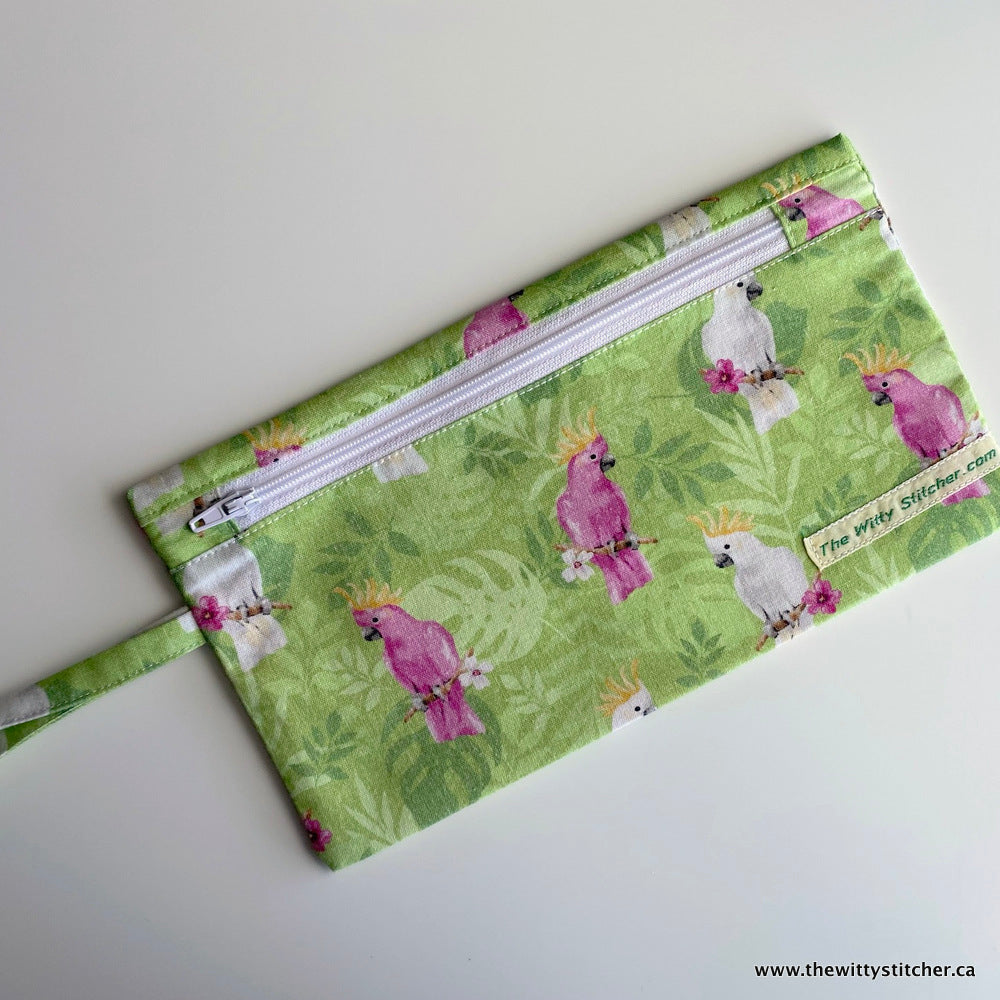 LAST CALL! Zippered Fabric Pouch - COCKATOOS - ONLY 5 LEFT!