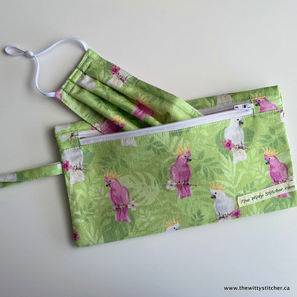 LAST CALL! Zippered Fabric Pouch - COCKATOOS - ONLY 5 LEFT!