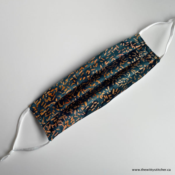 LAST CALL! BATIK Cloth Face Mask - GREEN/ORANGE SEEDS - Only 2 Left!