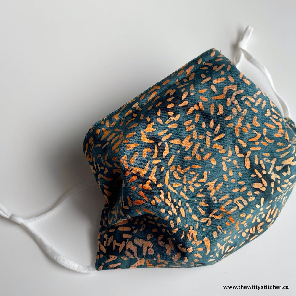 LAST CALL! BATIK Cloth Face Mask - GREEN/ORANGE SEEDS - Only 2 Left!