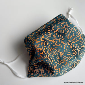 LAST CALL! BATIK Cloth Face Mask - GREEN/ORANGE SEEDS - Only 2 Left!