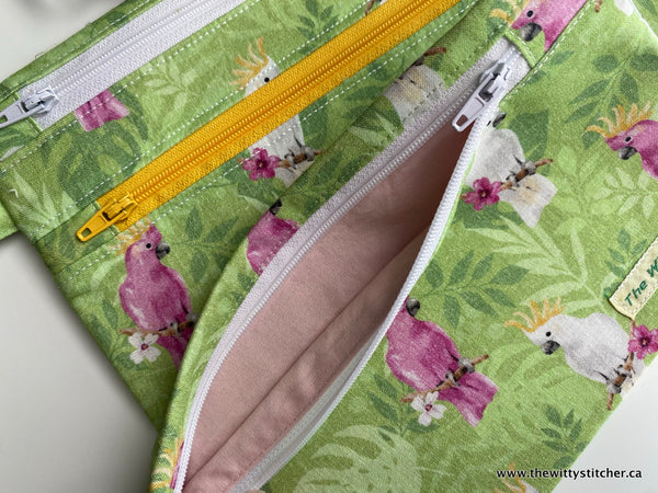 LAST CALL! Zippered Fabric Pouch - COCKATOOS - ONLY 5 LEFT!
