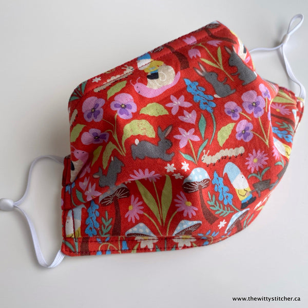 LAST CALL! Cotton Face Mask - RED GNOMEY SPRING - Only 5 Left!