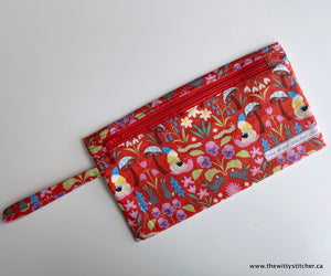 Zippered Fabric Pouch - RED GNOMEY SPRING