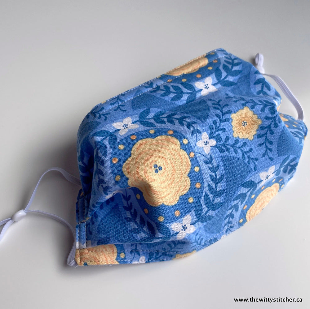 FLORAL Cotton Face Mask - YELLOW FLORAL CAMEOS