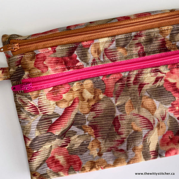 LAST CALL! Zippered Fabric Pouch - VINTAGE ROSES - Only 3 Left!
