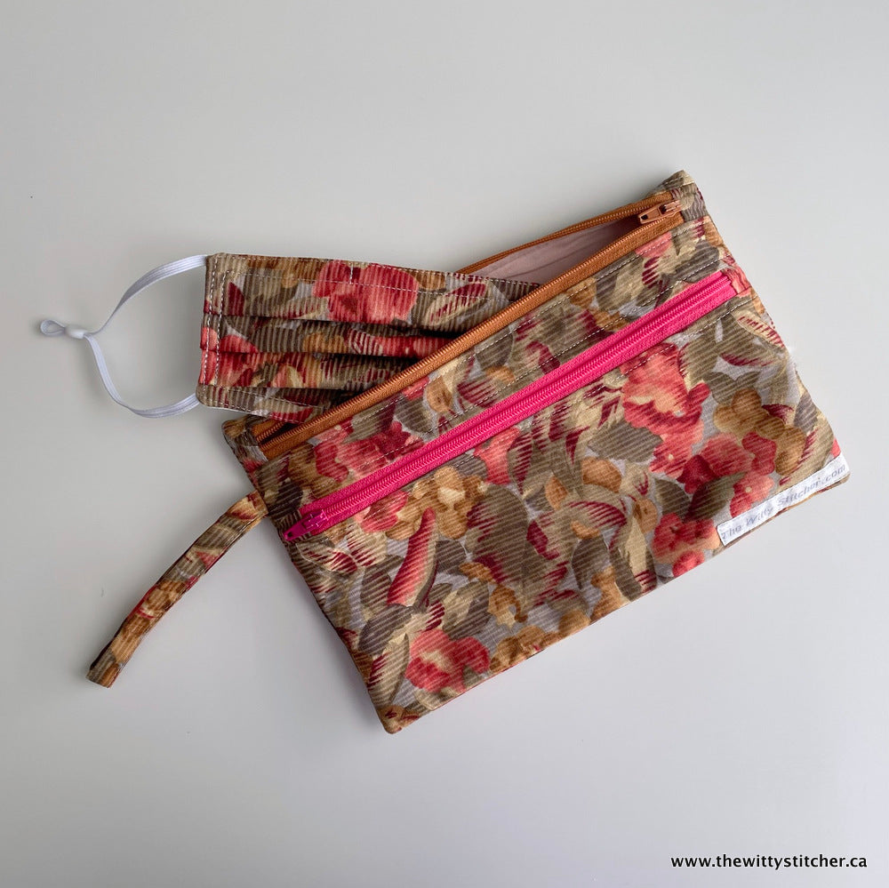 LAST CALL! Zippered Fabric Pouch - VINTAGE ROSES - Only 3 Left!
