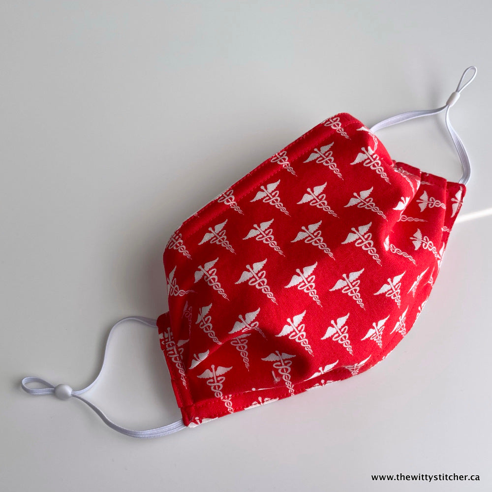 NOVELTY Cotton Face Mask - CADUCEUS MEDICAL SYMBOL