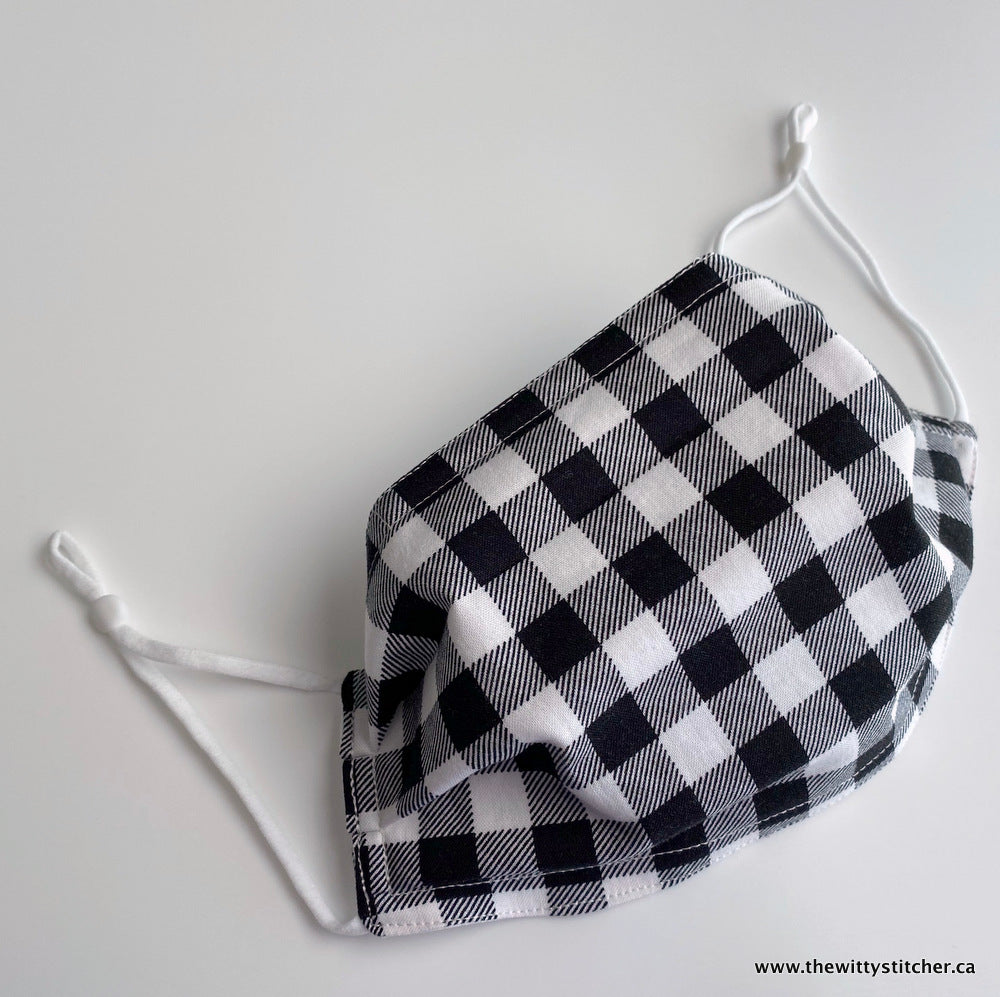 Cotton Face Mask - BLACK & WHITE CHECK