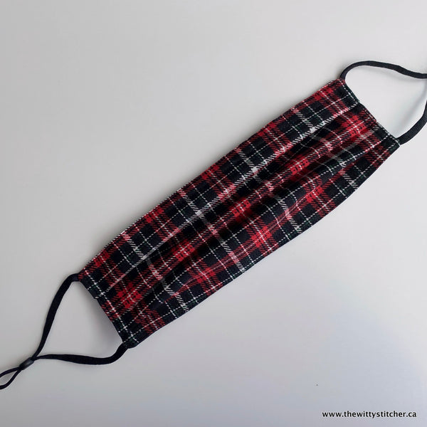 NOVELTY Cotton Face Mask - BLACK RED PLAID