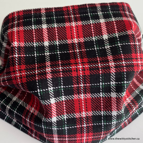 NOVELTY Cotton Face Mask - BLACK RED PLAID