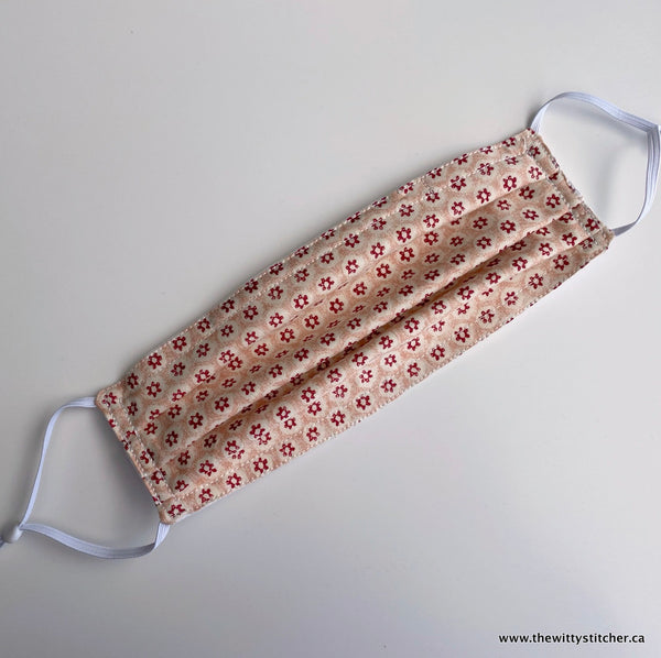LAST CALL! FLORAL Cotton Face Mask - TINY RED FLOWERS - Only 3 Left!