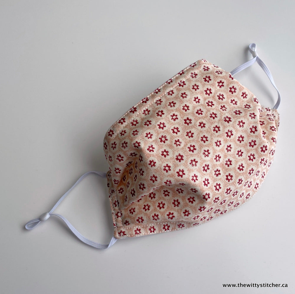 LAST CALL! FLORAL Cotton Face Mask - TINY RED FLOWERS - Only 3 Left!