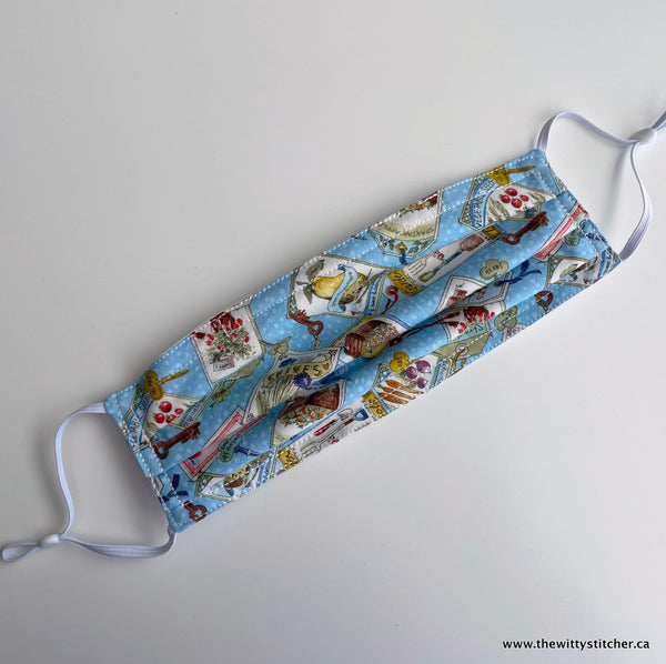 FLORAL Cotton Face Mask - BLUE GARDENING