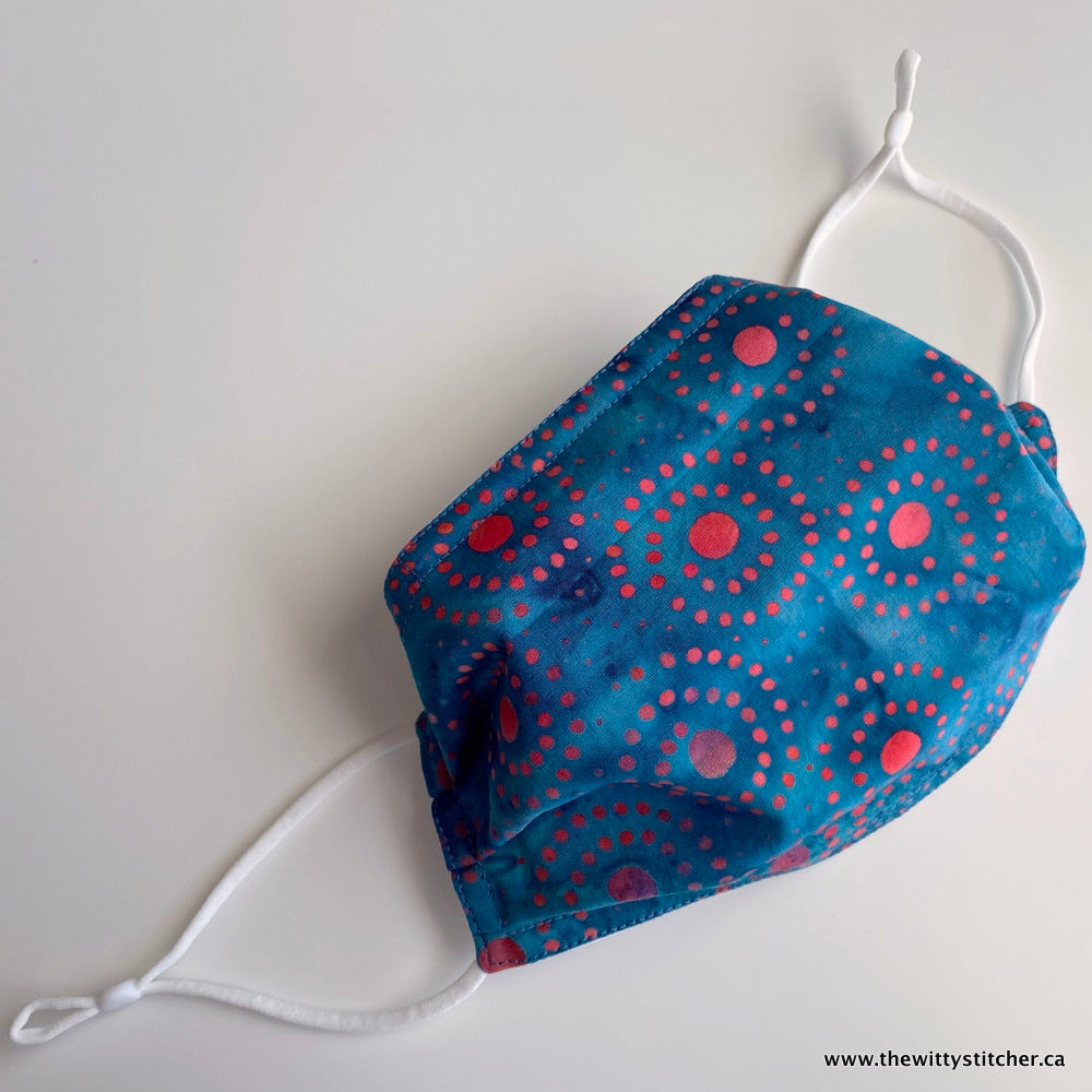 BATIK Cloth Face Mask - BLUE WATERMELON DOTS