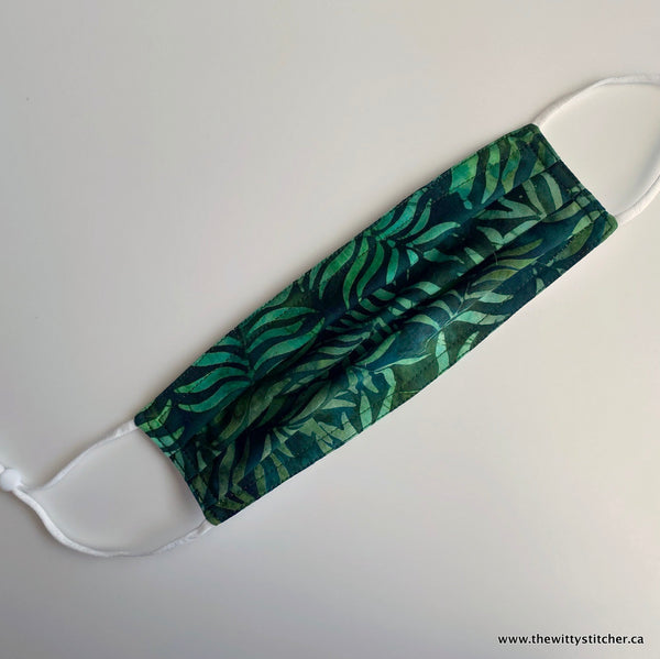 LAST CALL! BATIK Cloth Face Mask - DARK GREEN FERNS - ONLY 4 LEFT!