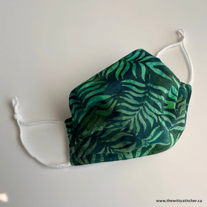 LAST CALL! BATIK Cloth Face Mask - DARK GREEN FERNS - ONLY 4 LEFT!