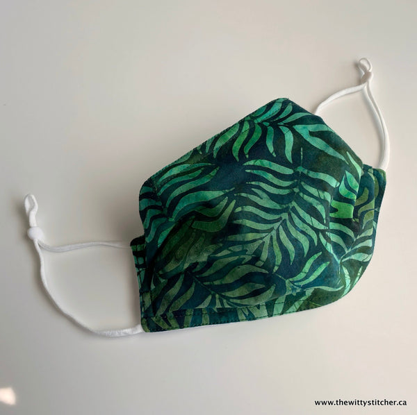 LAST CALL! BATIK Cloth Face Mask - DARK GREEN FERNS - ONLY 4 LEFT!