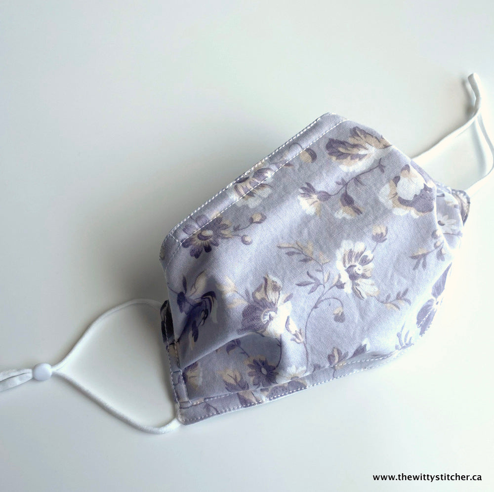 LAST CALL! FLORAL Cotton Face Mask - GREY WILLOW - Only 1 Left!
