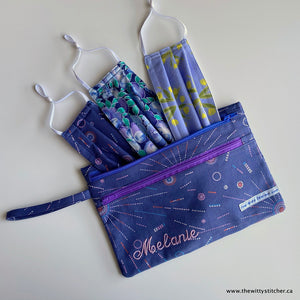 Zippered Fabric Pouch - NAVY STARBURST - Only 3 Single Zips Left!