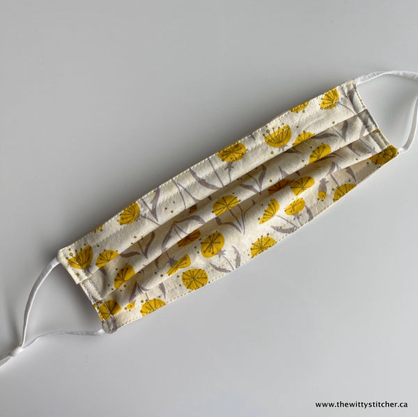 LAST CALL! FLORAL Cotton Face Mask - YELLOW DANDELIONS - Only 2 Left!