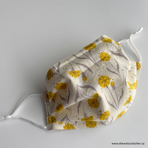 LAST CALL! FLORAL Cotton Face Mask - YELLOW DANDELIONS - Only 2 Left!